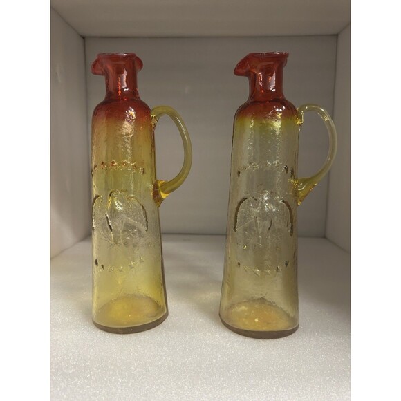 Kanawha Amberina Embossed Eagle & Stars Bottle Vase # 191 Vintage Glass 12.5" 2 - Picture 1 of 7